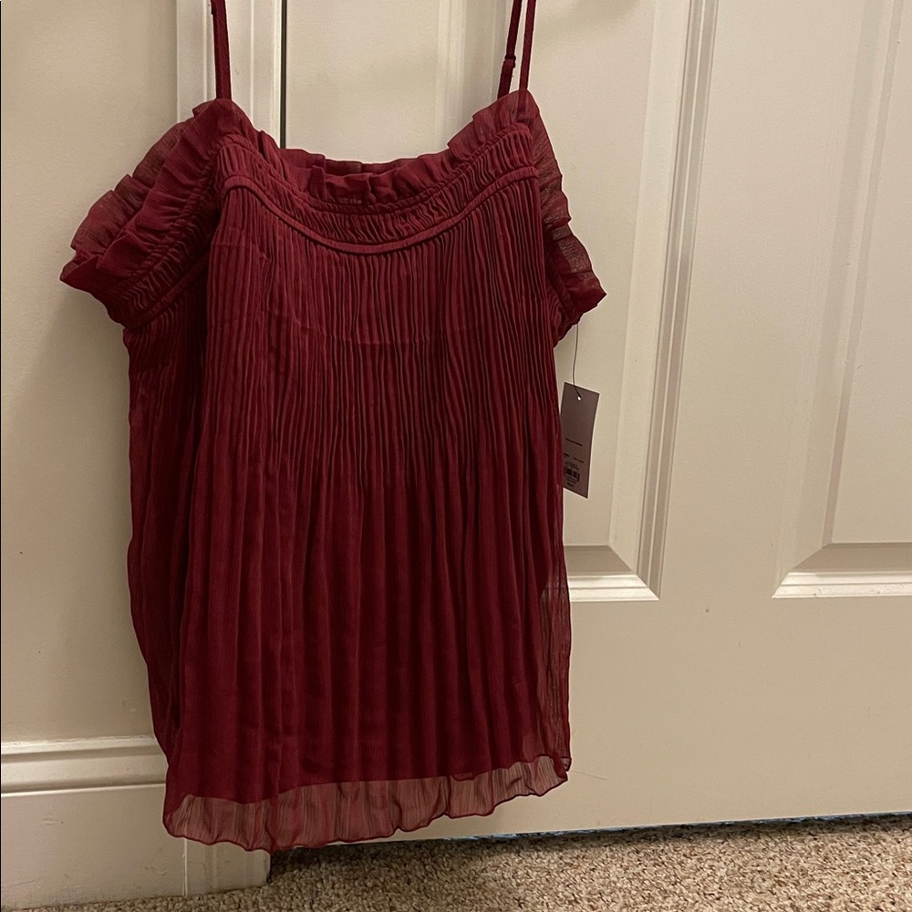 Nine West Burgundy Pleated Camisole Top
